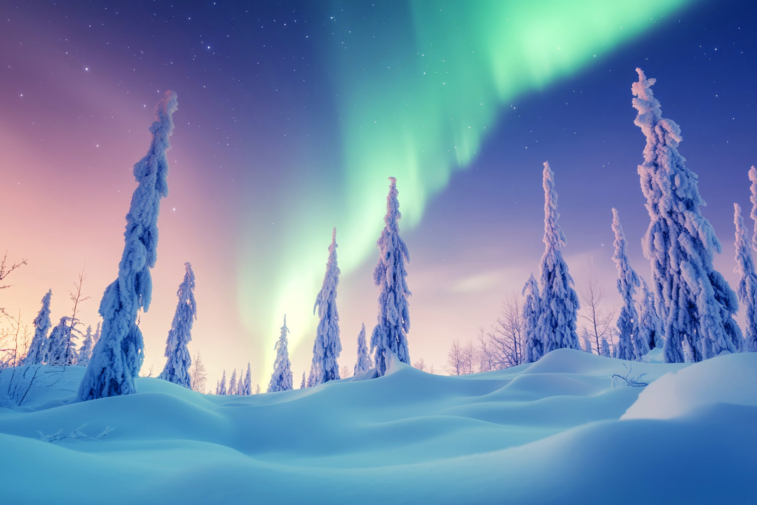 Winter Wonderland Backdrop Aurora Sky Frosted Woods Winter Photo Backdrop UK LXX58-231
