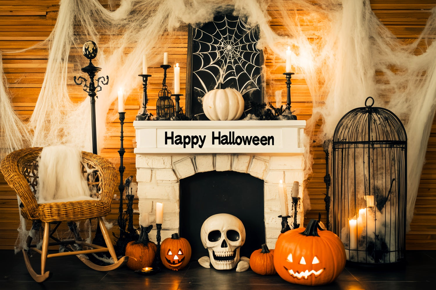 Halloween Backdrop Ideas Spooky Cobweb Mantel Backdrop UK LXX58-25