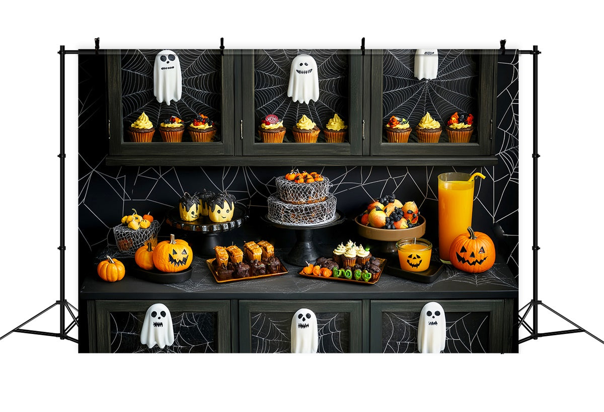 Halloween Photo Backdrop Creepy Cupcake Feast Backdrop UK LXX58-26
