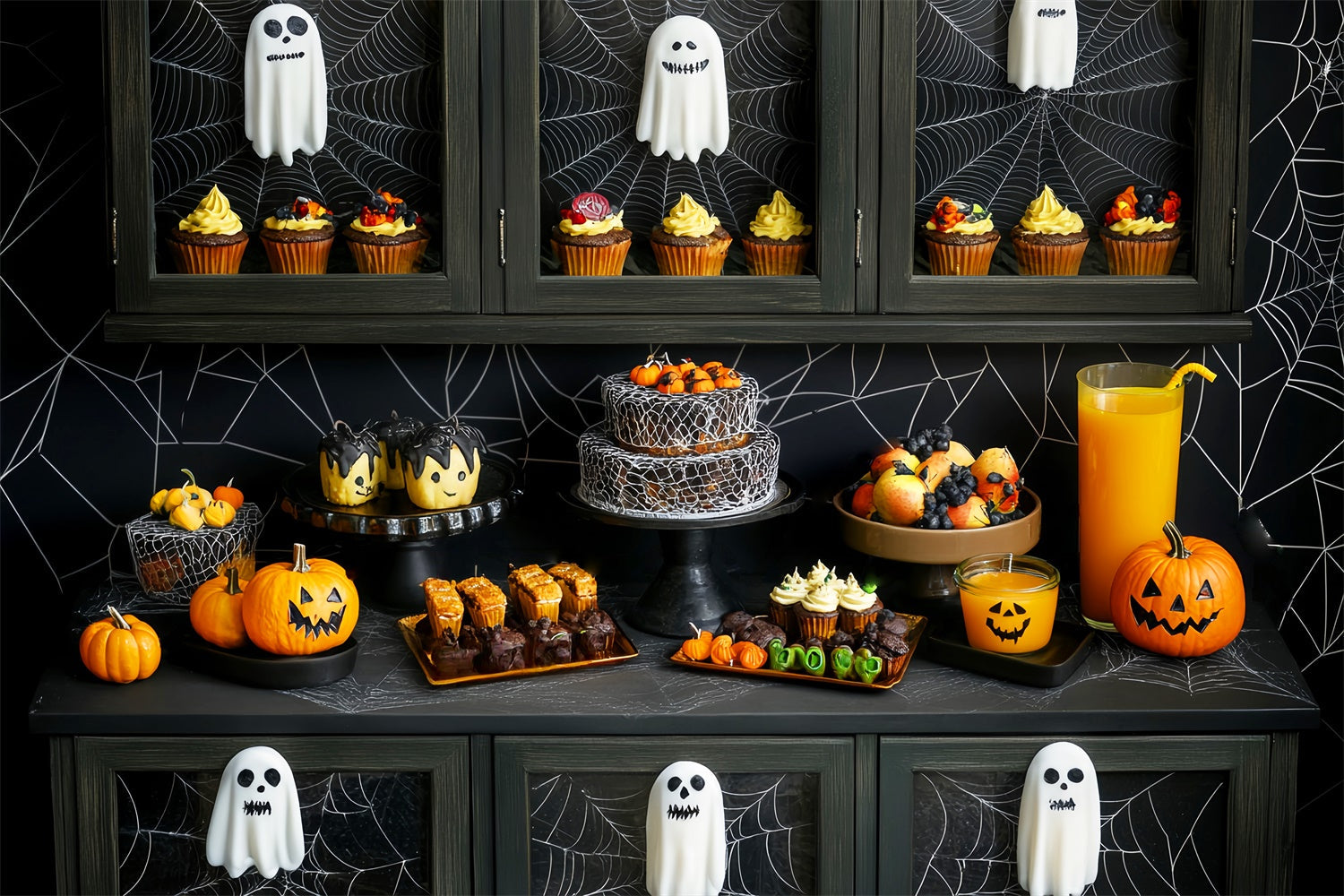 Halloween Photo Backdrop Creepy Cupcake Feast Backdrop UK LXX58-26