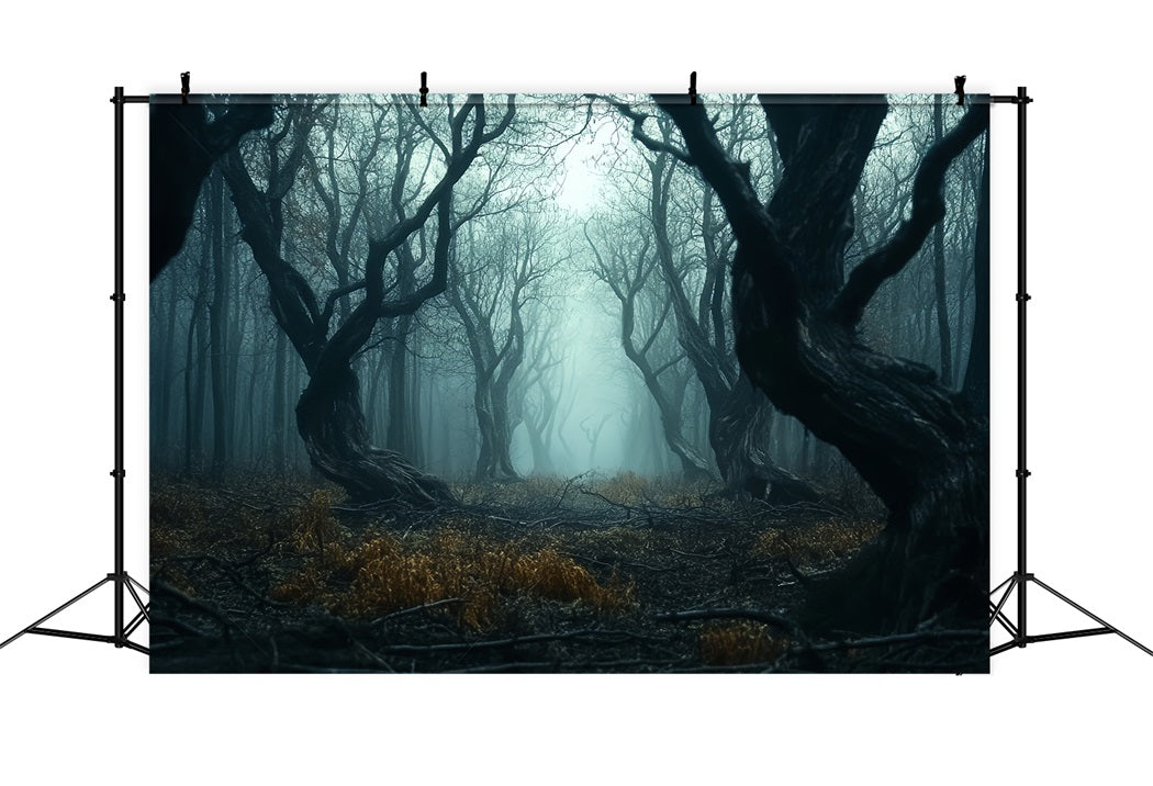 Spooky Forest Twisted Dark Mist Trees Forest Photography Backdrop UK LXX58-273