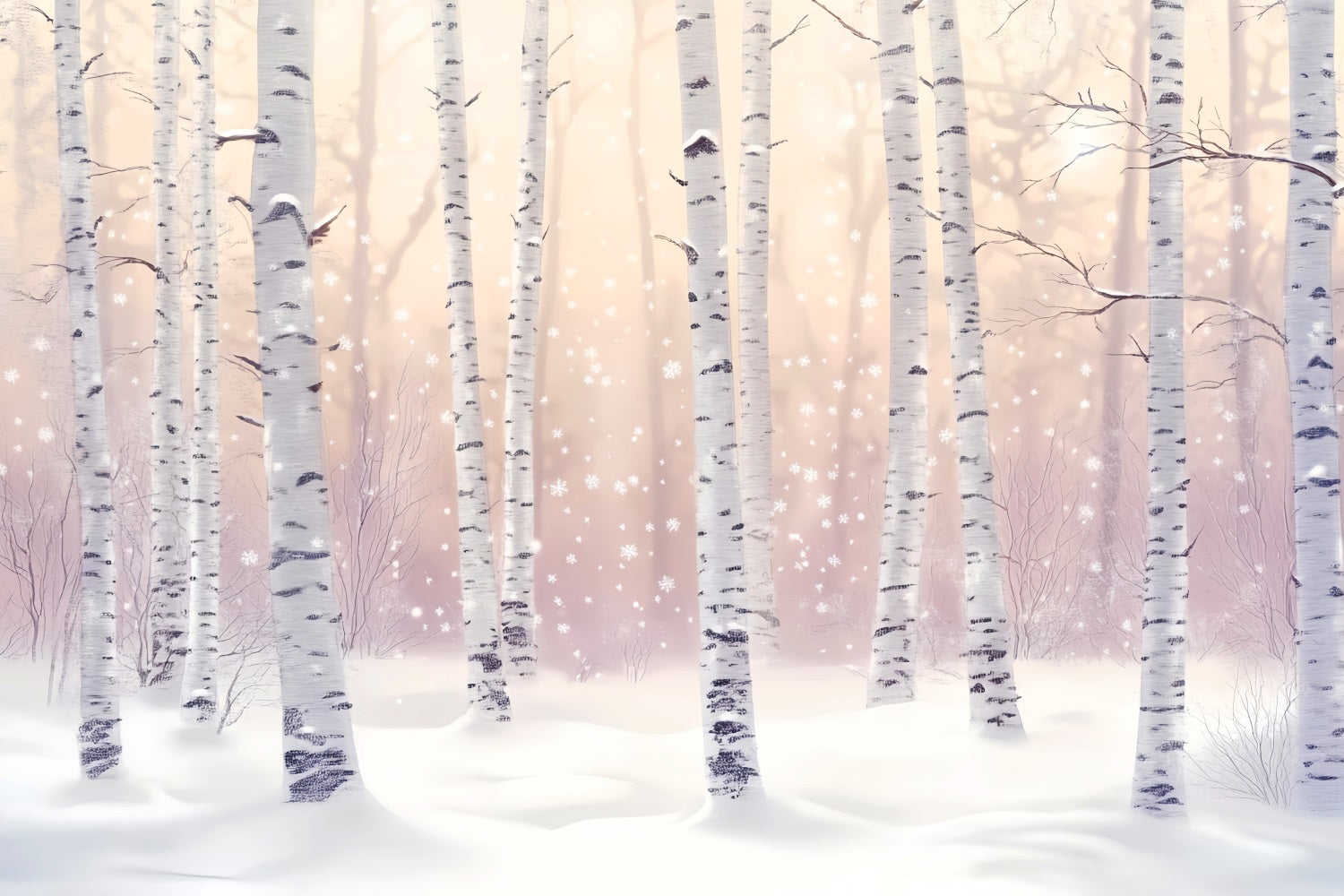 Winter Snowy Forest Snowy Birch Winter Glow Forest Backdrops UK LXX58-277
