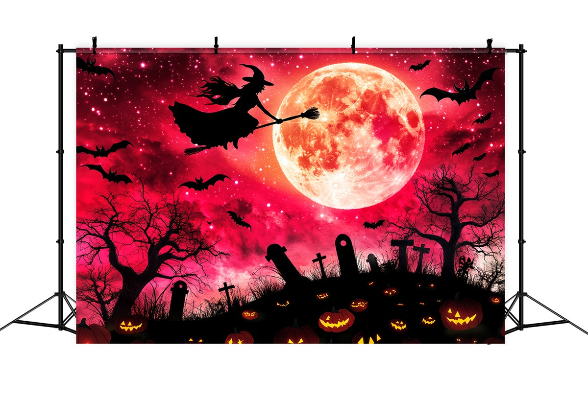 Halloween Graveyard Backdrop Blood Moon Witch Backdrop UK LXX58-28