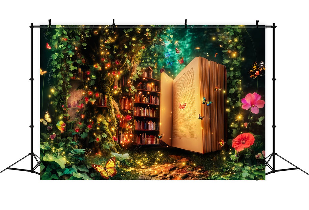 Enchanted Forest Magic Library Tree Bookshelf Photography Forest Backdrop UK LXX58-286