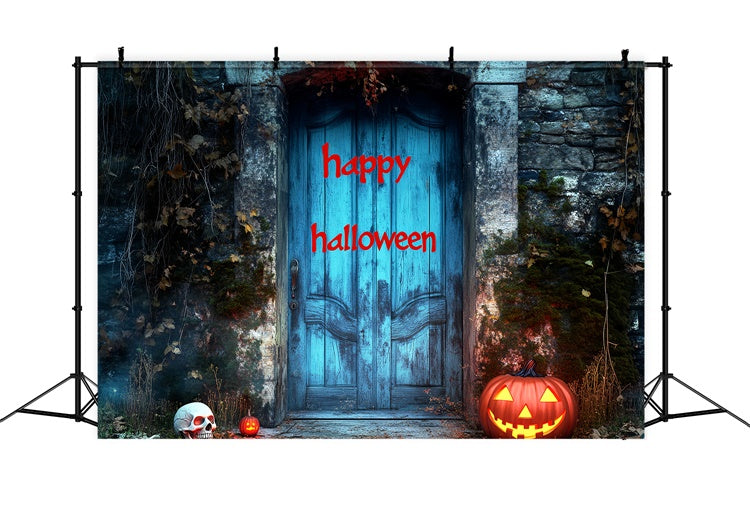 Halloween Photo Backdrops Haunted Blue Doorway Backdrop UK LXX58-29