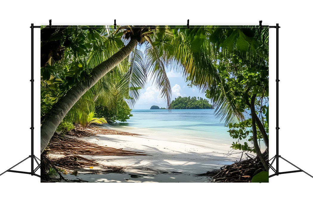 Rainforest Tropical Palm Island Shore Forest Photo Backdrop UK LXX58-290