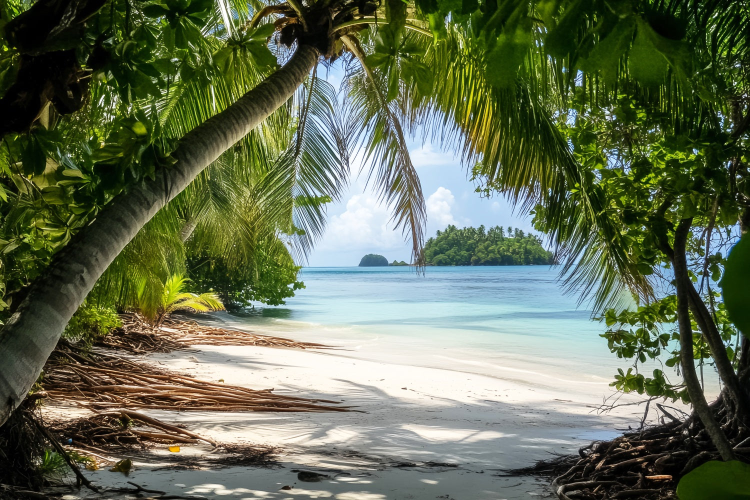 Rainforest Tropical Palm Island Shore Forest Photo Backdrop UK LXX58-290