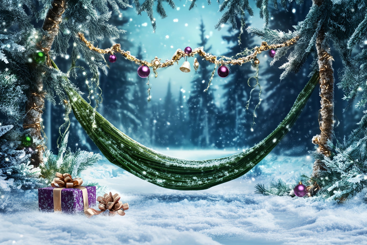 Pine Christmas Forest Winter Hammock Gift Ornaments Forest Backdrop UK LXX58-311