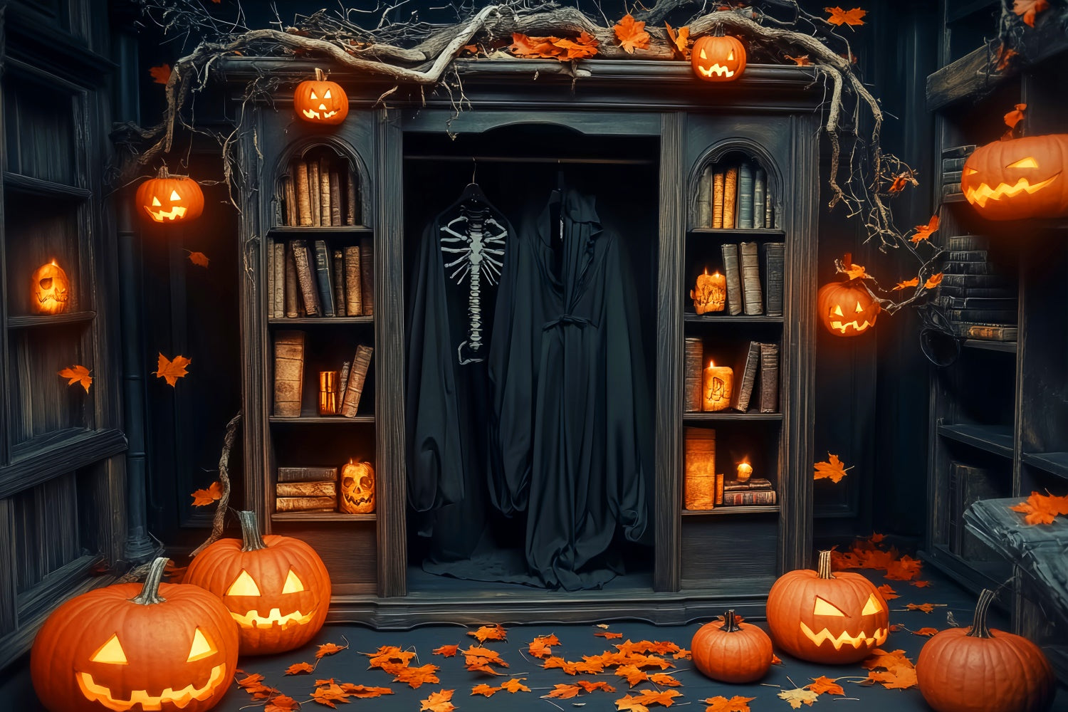 Garage Door Halloween Backdrop Spooky Robe Closet Backdrop UK LXX58-31