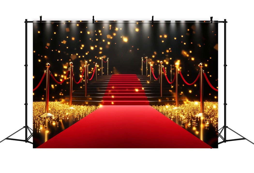 Red Carpet Backdrop Golden Sparkling Stairway Entrance Stage Backdrop UK LXX58-328
