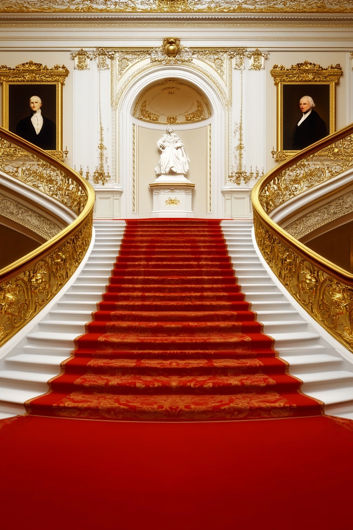 Red Carpet Backdrop Classic Regal Statue Staircase Stage Backdrop UK LXX58-335