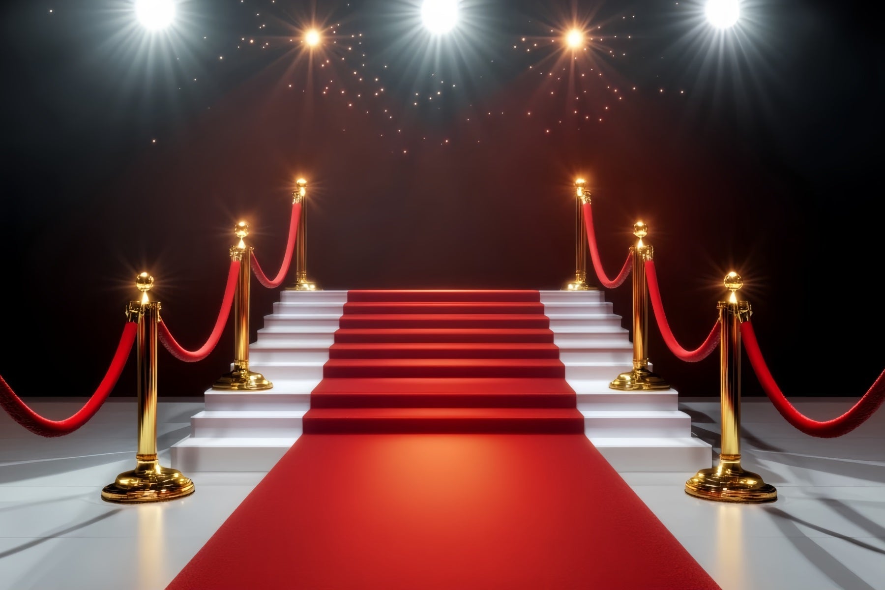 Red Carpet Backdrop Golden Lights Glamorous Staircase Stage Backdrop UK LXX58-336