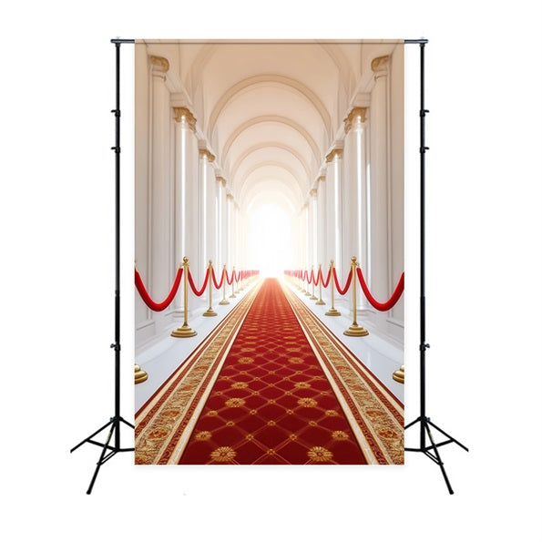 Red Carpet Backdrop Royal Arched Hallway Columns Red Carpet Photo Backdrop UK LXX58-337