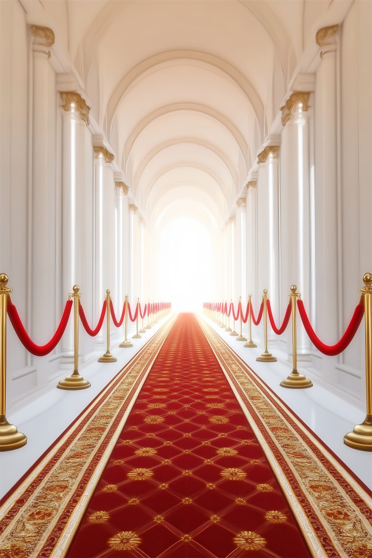 Red Carpet Backdrop Royal Arched Hallway Columns Red Carpet Photo Backdrop UK LXX58-337