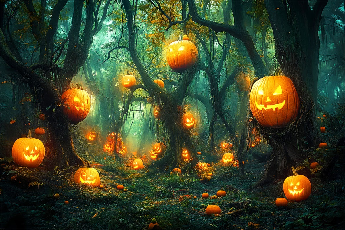 Halloween Backdrop Enchanted Pumpkin Forest Backdrop UK LXX58-33