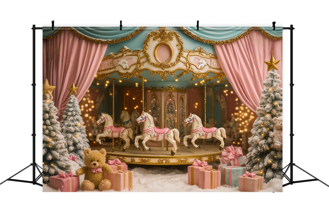 Newborn Backdrop Carousel Horses Winter Wonderland Newborn Photography Backdrops UK LXX58-343