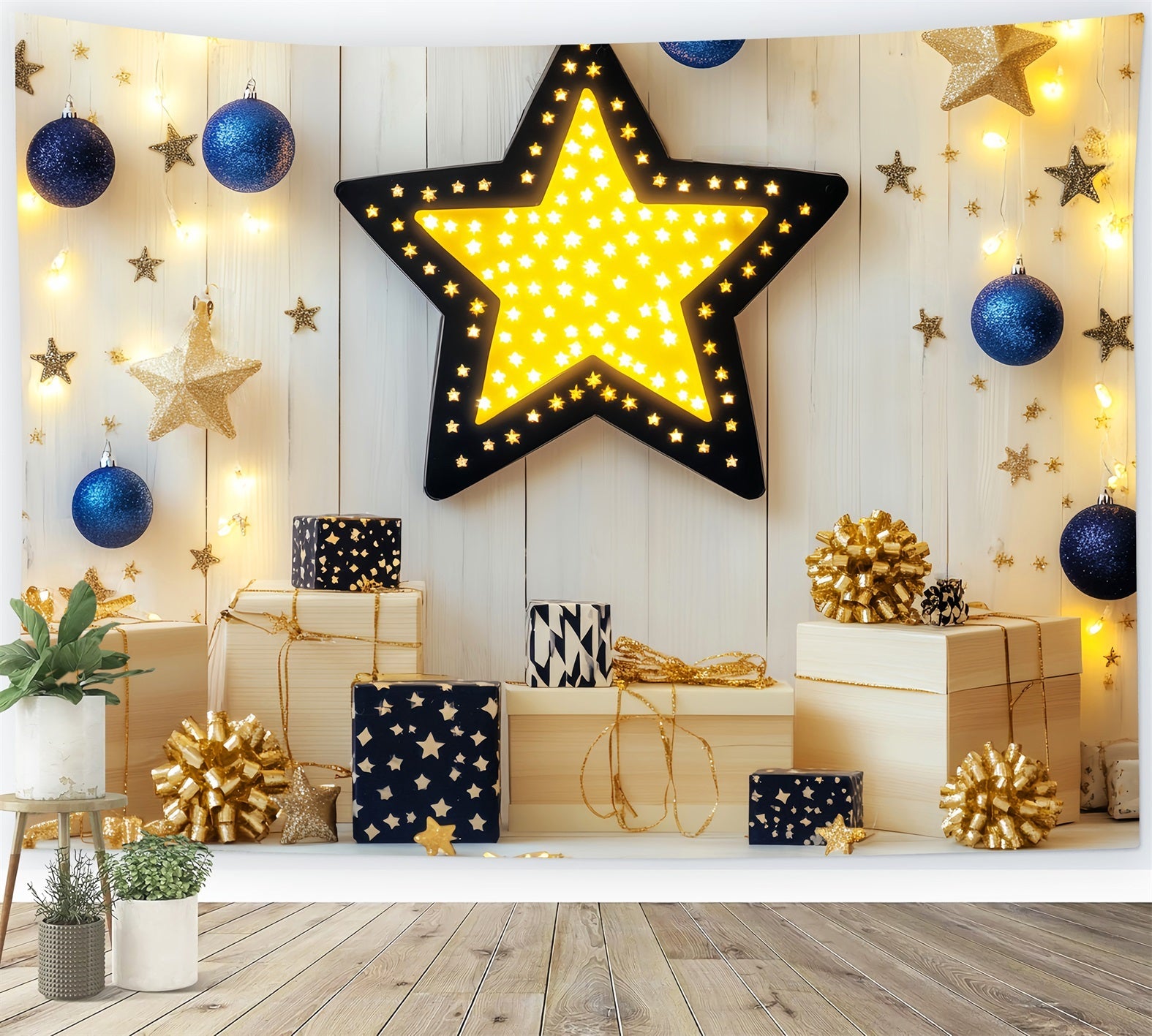 Newborn Backdrop Golden Star Gift Boxes Newborn Photography Backdrop UK LXX58-354