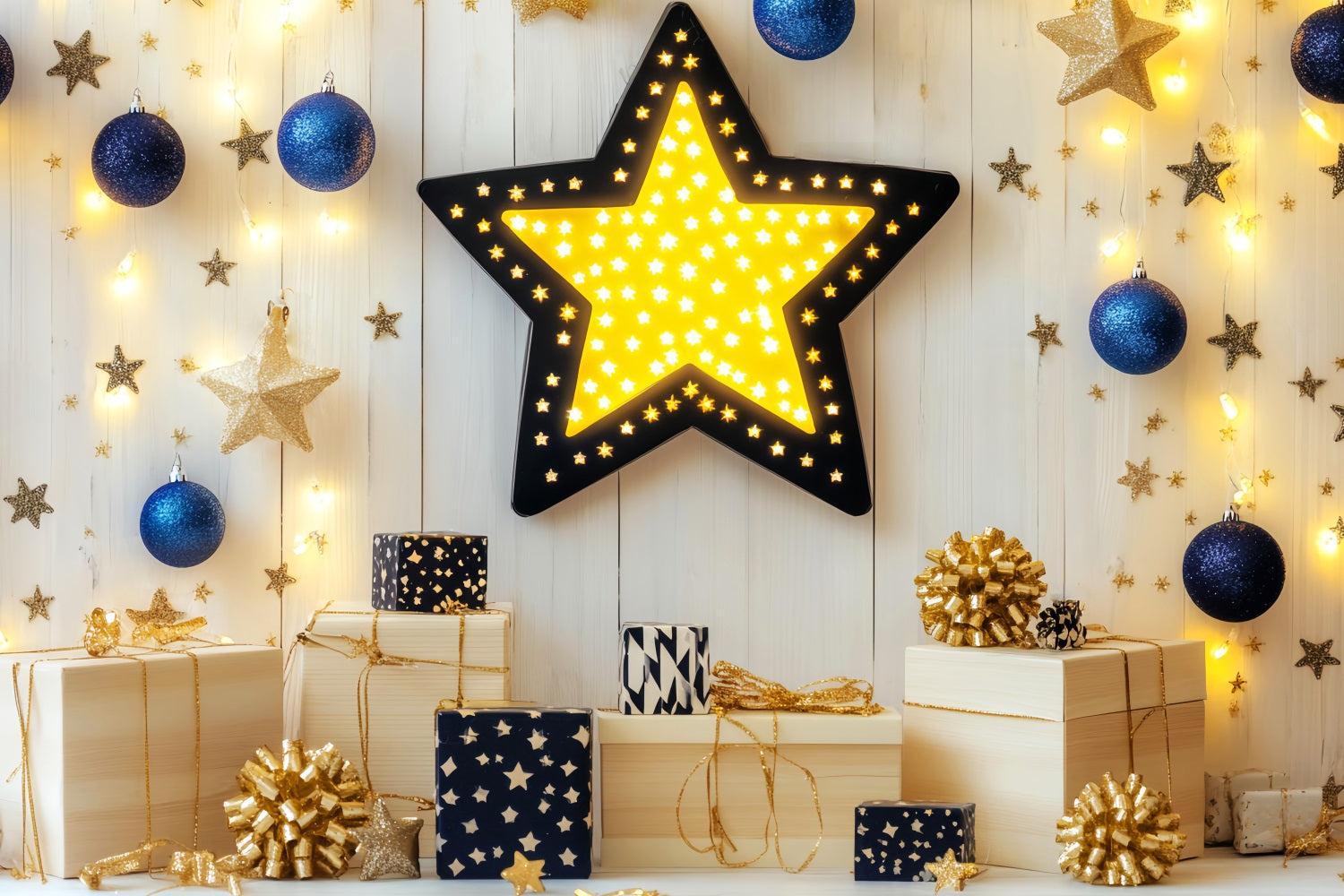 Newborn Backdrop Golden Star Gift Boxes Newborn Photography Backdrop UK LXX58-354