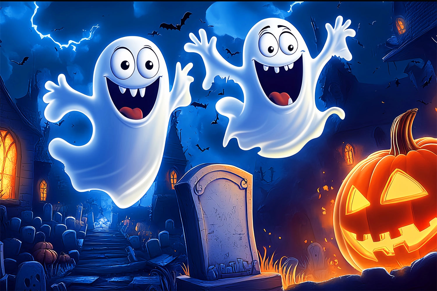 Halloween Photo Backdrops Smiling Ghost Parade Backdrop UK LXX58-35
