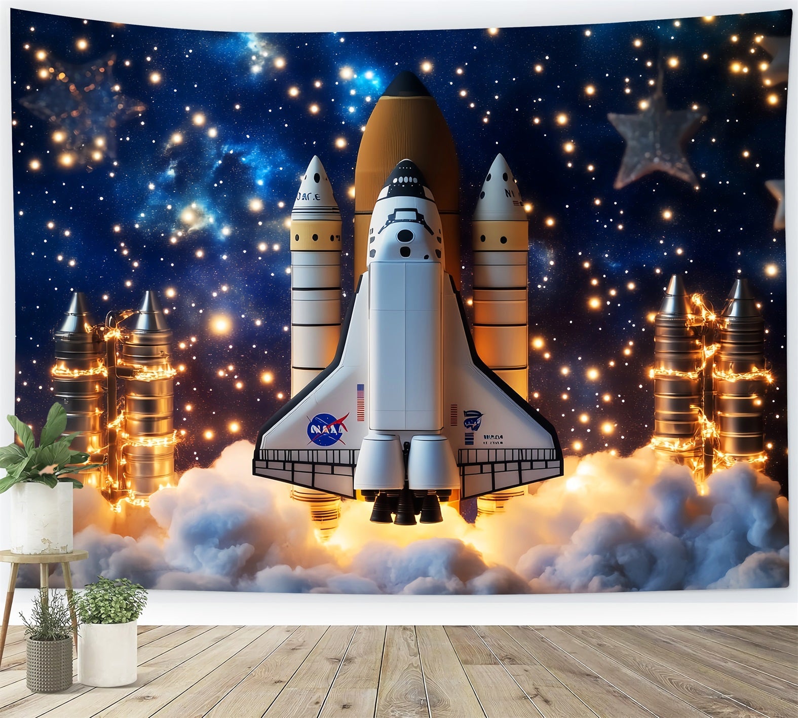 Newborn Backdrop Rocket Launch Starry Sky Kids Photo Backdrop UK LXX58-362