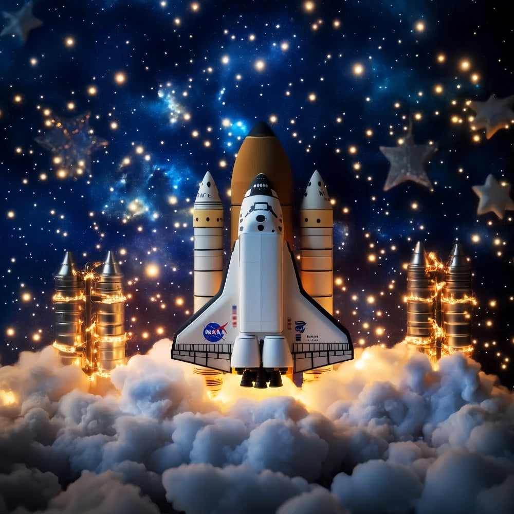 Newborn Backdrop Rocket Launch Starry Sky Kids Photo Backdrop UK LXX58-362