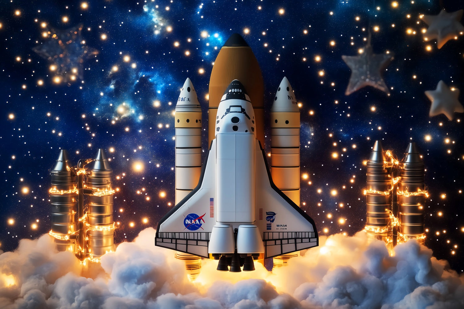 Newborn Backdrop Rocket Launch Starry Sky Kids Photo Backdrop UK LXX58-362