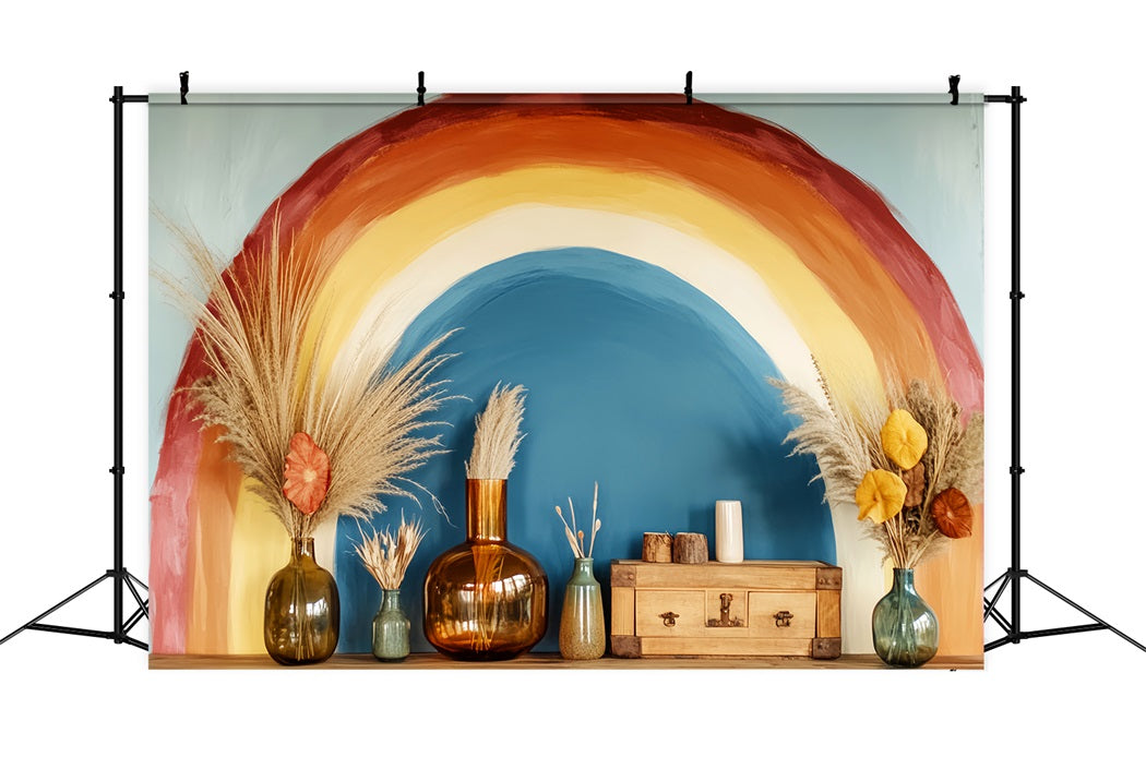 Rainbow Backdrop Boho Rainbow Vase Arrangement Newborn Backdrops UK LXX58-364