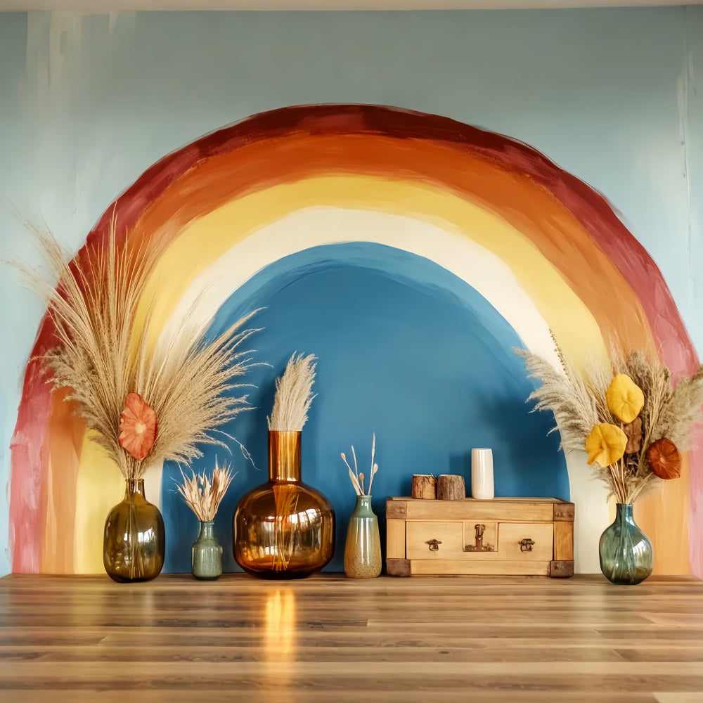Rainbow Backdrop Boho Rainbow Vase Arrangement Newborn Backdrops UK LXX58-364