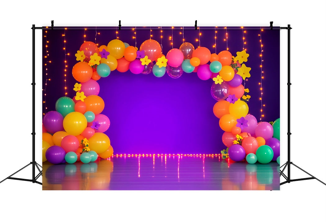Rainbow Backdrop Neon Balloon Garland Lights Children Backdrops UK LXX58-365