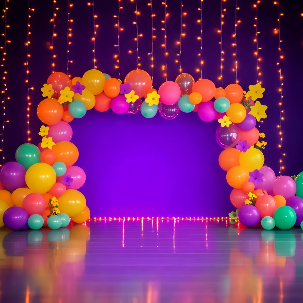 Rainbow Backdrop Neon Balloon Garland Lights Children Backdrops UK LXX58-365