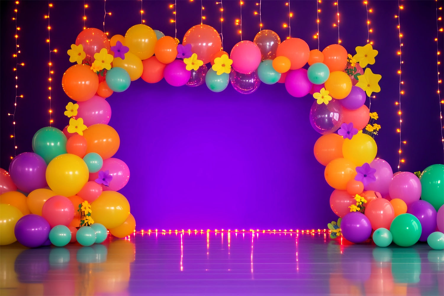 Rainbow Backdrop Neon Balloon Garland Lights Children Backdrops UK LXX58-365