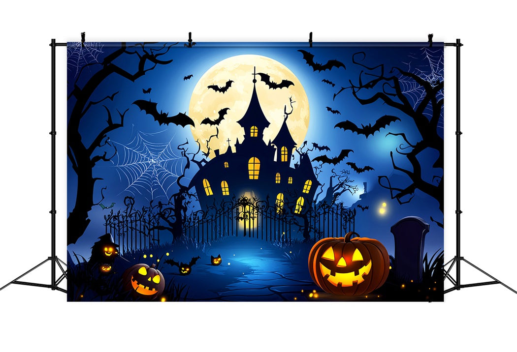Castle Backdrop Haunted House Pumpkin Bats Newborn Photo Backdrop UK LXX58-367
