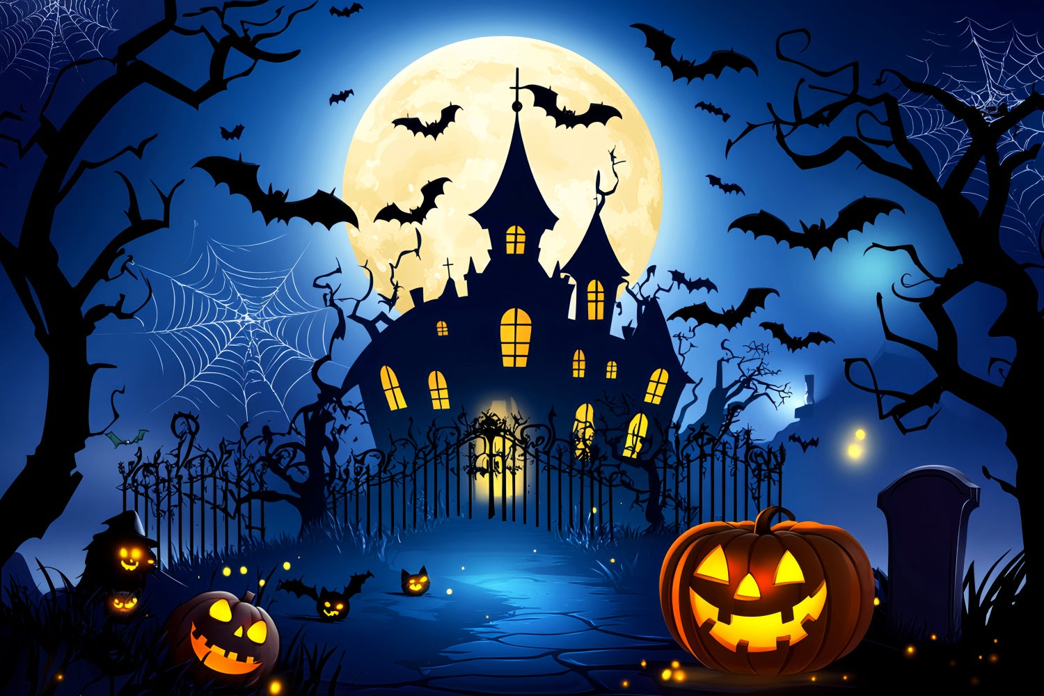Castle Backdrop Haunted House Pumpkin Bats Newborn Photo Backdrop UK LXX58-367