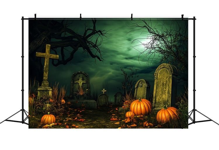 Halloween Graveyard Backdrop Midnight Grave Path Backdrop UK LXX58-37