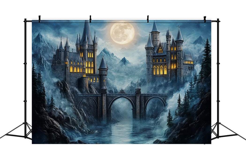 Castle Backdrop Moonlit Gothic Castle Towers Children Backdrops UK LXX58-373