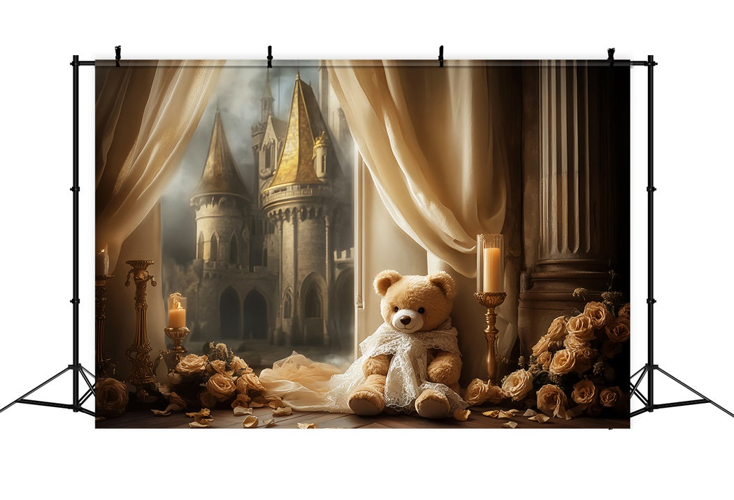 Castle Backdrop Golden Glow Castle View Newborn Photography Backdrops UK LXX58-374