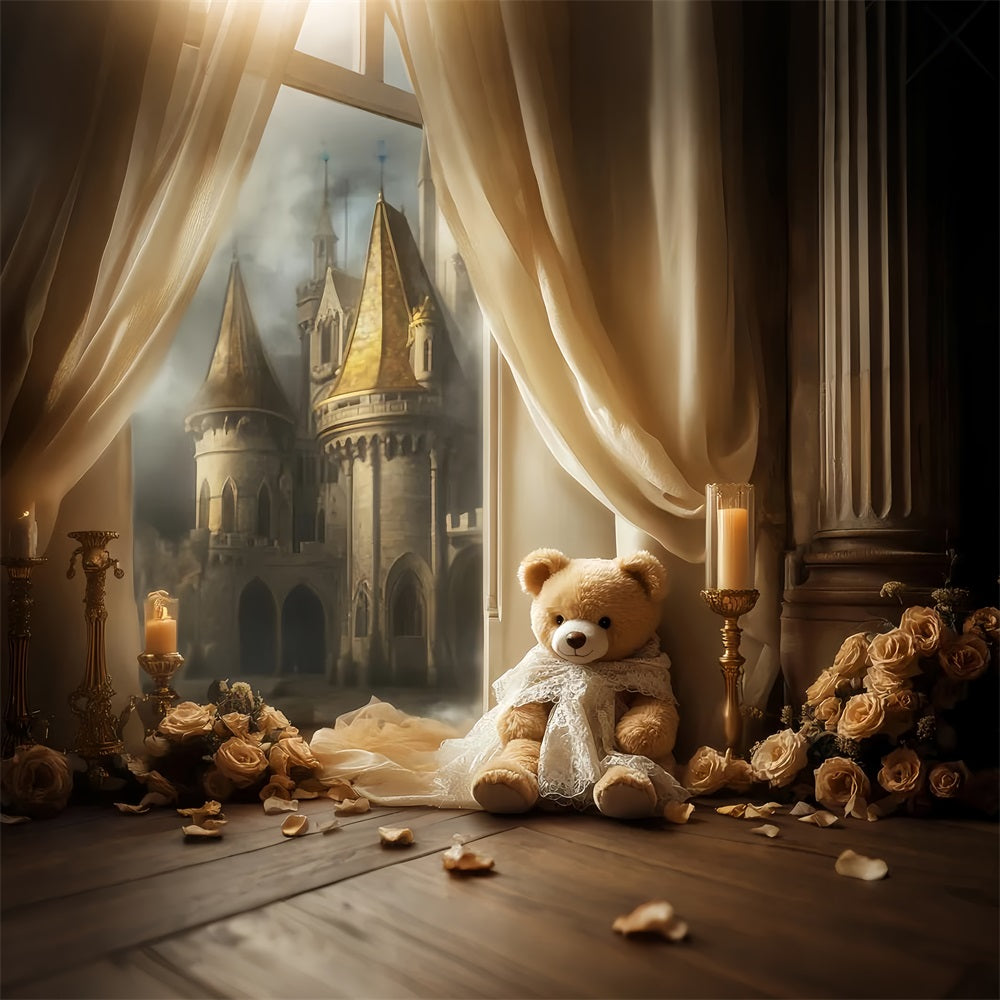 Castle Backdrop Golden Glow Castle View Newborn Photography Backdrops UK LXX58-374