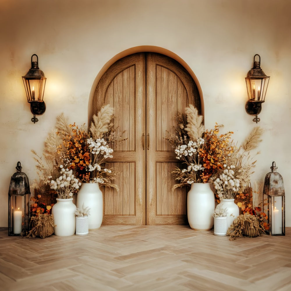Newborn Backdrop Rustic Wooden Door Florals Newborn Photography Backdrop UK LXX58-378