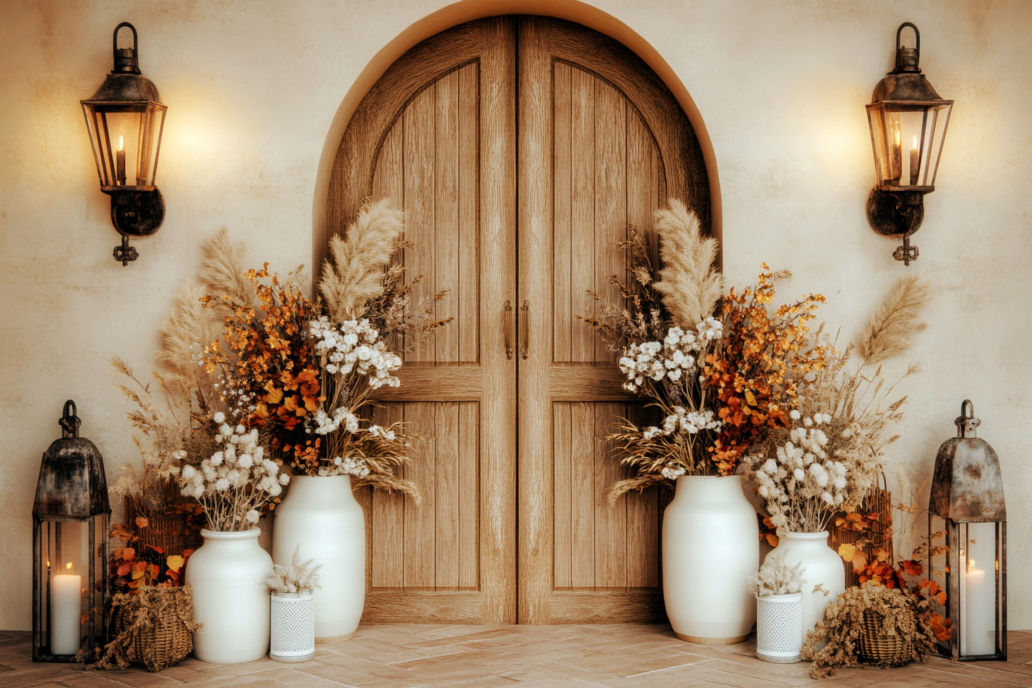 Newborn Backdrop Rustic Wooden Door Florals Newborn Photography Backdrop UK LXX58-378