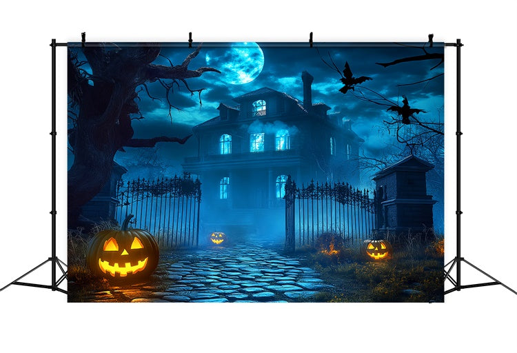 Haunted House Backdrop Spooky Moonlit Manor Backdrop UK LXX58-38