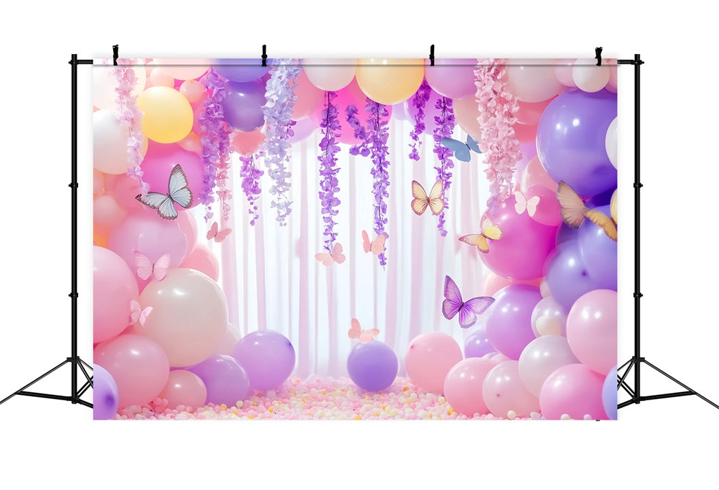 Butterfly Backdrop Butterfly Balloon Pastel Garland Newborn Photoshoot Backdrop UK LXX58-380