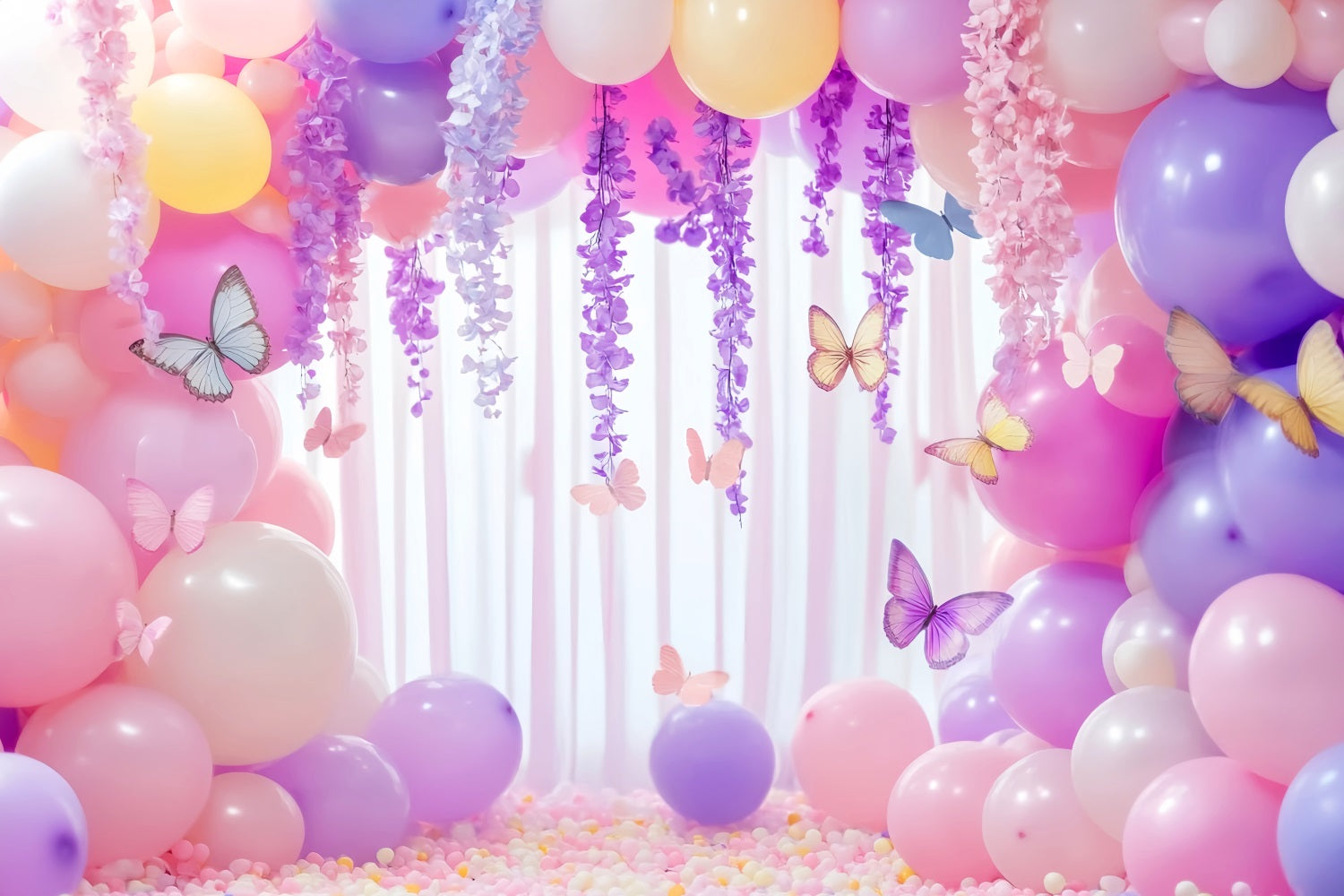 Butterfly Backdrop Butterfly Balloon Pastel Garland Newborn Photoshoot Backdrop UK LXX58-380