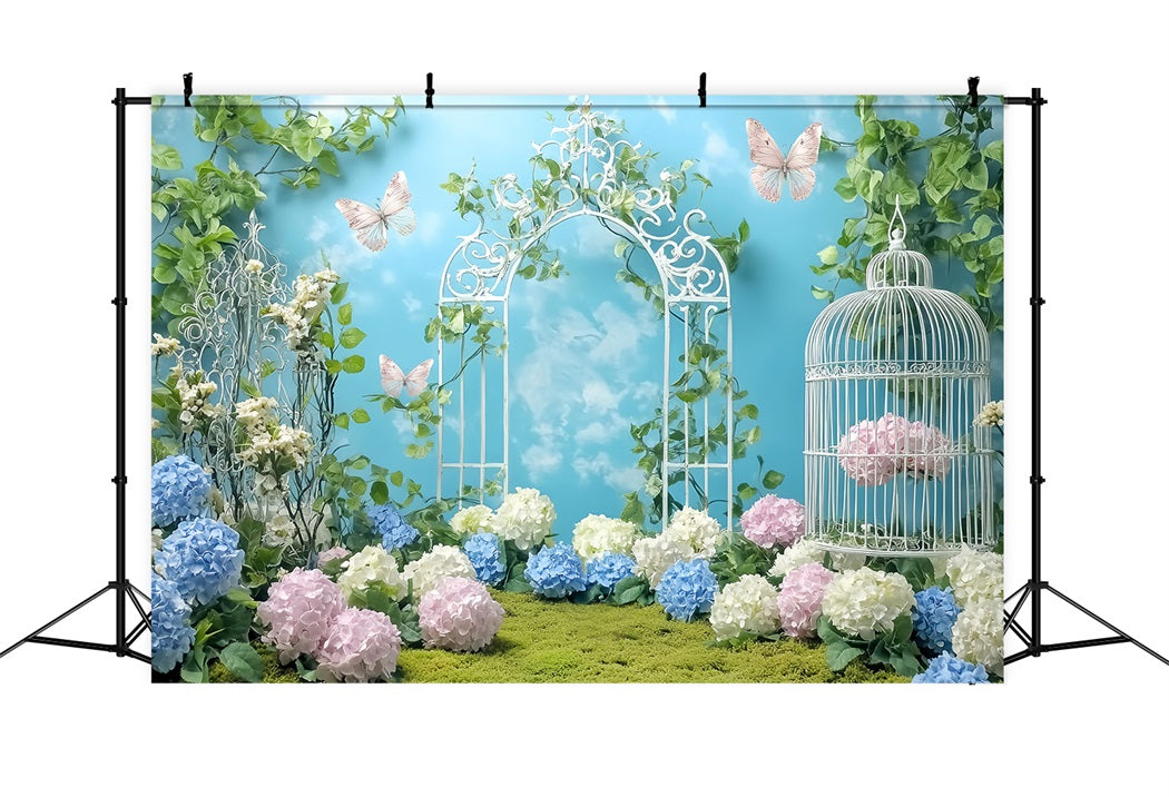 Butterfly Backdrop Garden Gate Butterfly Flowers Newborn Backdrop UK LXX58-381