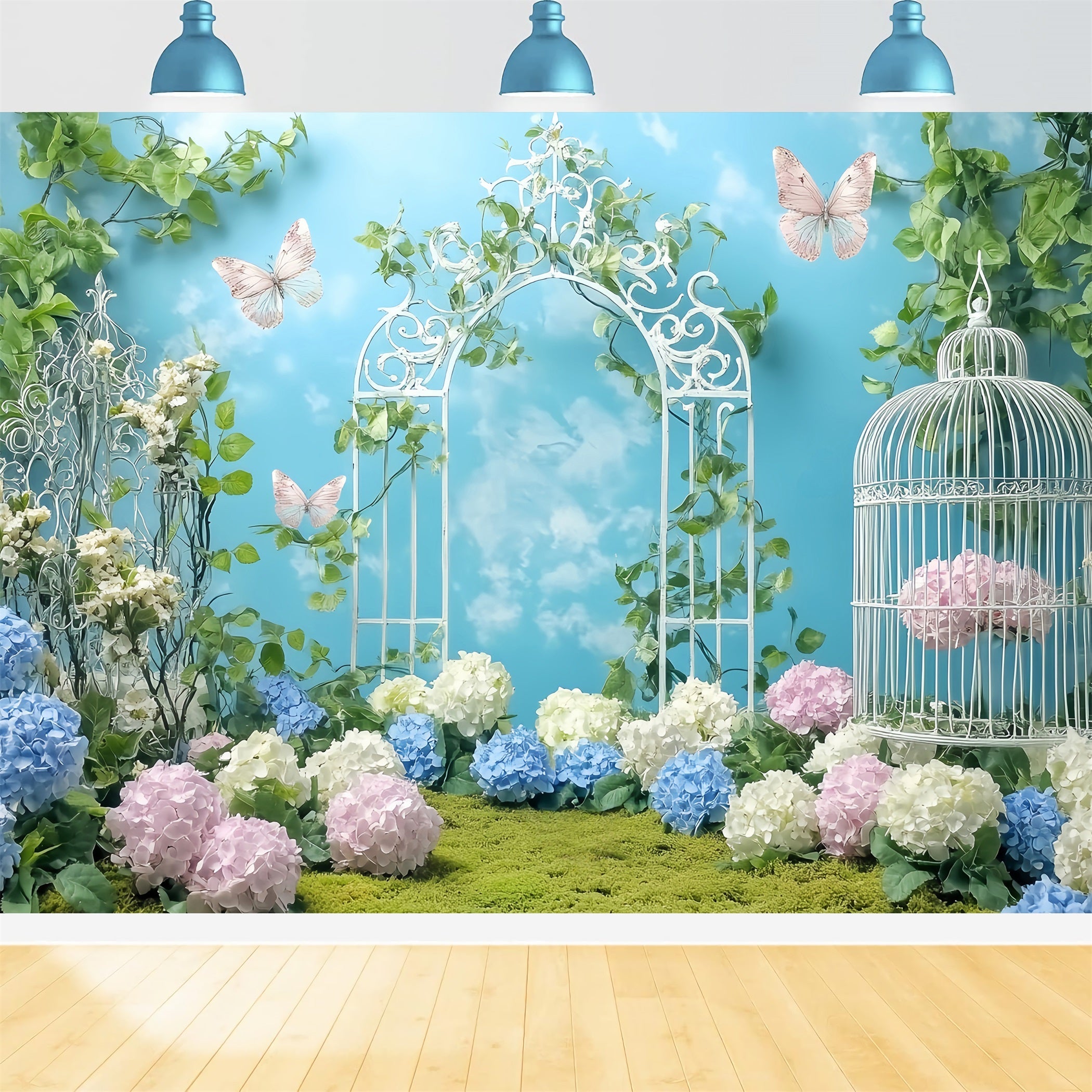 Butterfly Backdrop Garden Gate Butterfly Flowers Newborn Backdrop UK LXX58-381
