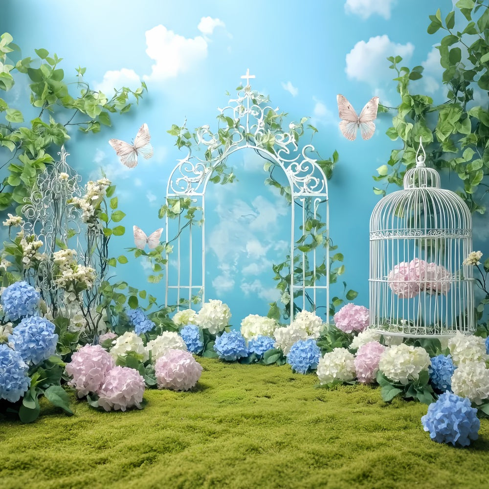 Butterfly Backdrop Garden Gate Butterfly Flowers Newborn Backdrop UK LXX58-381