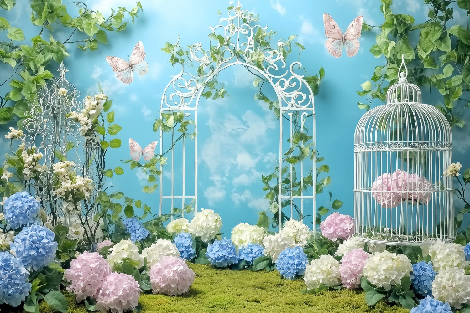 Butterfly Backdrop Garden Gate Butterfly Flowers Newborn Backdrop UK LXX58-381