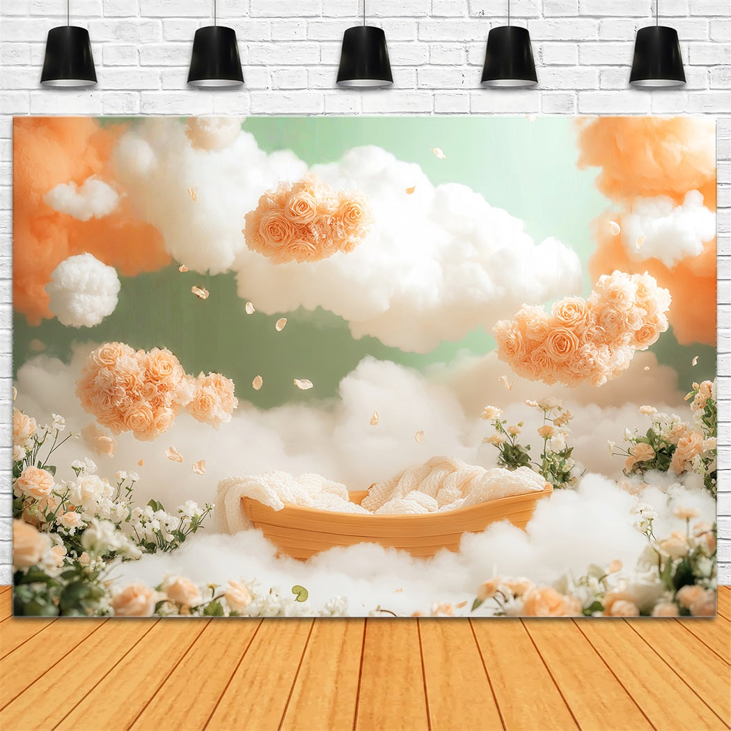 Newborn Backdrop Floating Floral Cloudy Fantasy Kids Backdrop UK LXX58-386