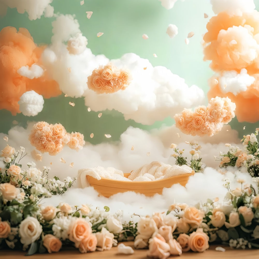 Newborn Backdrop Floating Floral Cloudy Fantasy Kids Backdrop UK LXX58-386