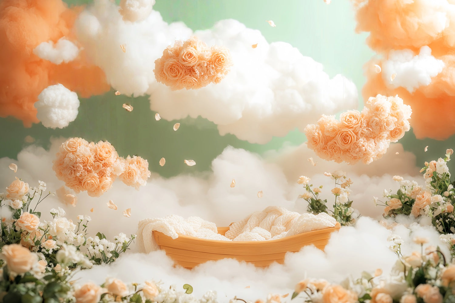 Newborn Backdrop Floating Floral Cloudy Fantasy Kids Backdrop UK LXX58-386