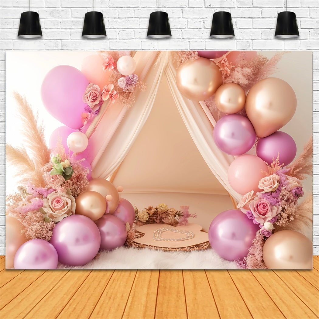 Newborn Backdrop Blush Balloon Floral Tent Kids Backdrops UK LXX58-388
